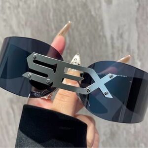 Black Oversized Sunglasses with Silver Detail